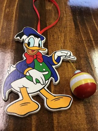 Vintage Kurt S.  Adler Disney Donald Duck Wooden Christmas Ornament 1992 2
