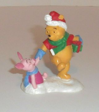 Winnie The Pooh & Piglett Christmas Village Porcelain Figure Brass Key