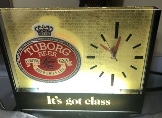 Vintage Tuborg Beer Light Up Clock Cash Register Sign