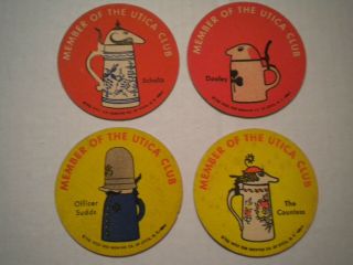 Set Of 4 Members Of The Utica Club Coasters