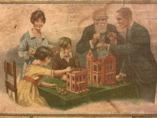 Antique1900 ' s Richter Union Building Blocks Play Set In Wood Box Almost Complete 2
