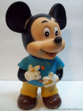 Vintage Mickey Mouse Walt Disney Productions Japan Plastic Figurine 7 " Standing