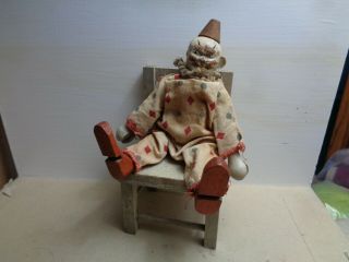 Antique Schoenhut Humpty Dumpty Circus Clown & Chair,  Vintage Wood Toy,  Gt