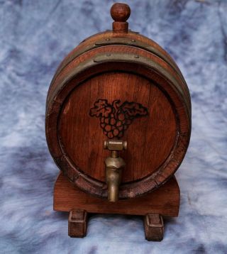 3l Vintage Wooden Barrel On Stand - Brass Tap - Port,  Sherry,  Spirits