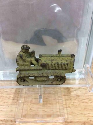 Vintage Hubley Cast Iron Bulldozer Crawler Dozer Farm Toy Tractor