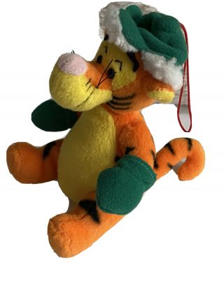 Vtg Disney Winnie The Pooh Tigger Christmas Plush Ornament Hat Gloves