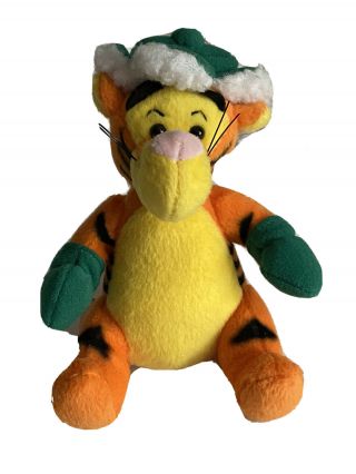 Vtg Disney Winnie the Pooh Tigger Christmas Plush Ornament Hat Gloves 2