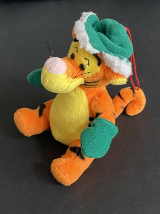 Vtg Disney Winnie the Pooh Tigger Christmas Plush Ornament Hat Gloves 3