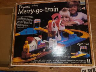 Vintage Playrail Tomy Merry - Go - Train W/ Box Htf 1976 C Battery