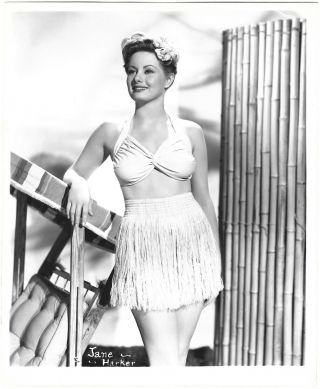 Vintage 1940s Sexy Starlet Jane Harker Hula Girl Pin - Up Photograph E.  R.  Richee