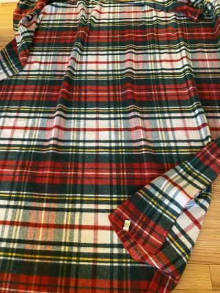 Vintage Ll Bean Wool Blanket 91”x77” Twin Red Green Plaid Freeport Main Usa