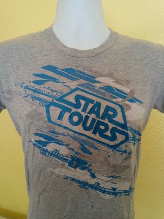 Vintage 2011 Disneyland Gray And Blue Star Tours T - Shirt