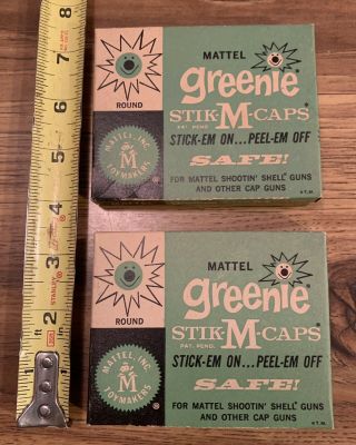 Two Nos 1958 Mattel Greenie Stik - M Caps Boxes