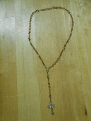 Supernatural Tv Series Prop - Vintage Rosary Beads Necklace Silver Cross