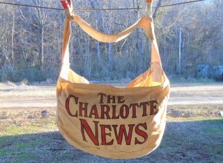 The Charlotte News Vintage North Carolina Canvas Newspaper Boy Delivery Bag