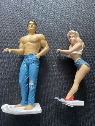 Vintage Sexy Man And Woman Beer Can Holder By R Demars For Ganz
