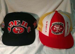 Vintage San Francisco 49ers Snap Back Hat Bowl Champs 1985 And 1990