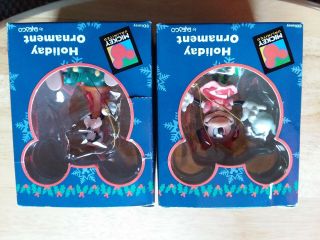 2 Enesco Disney Miniature Christmas Ornaments Minnie Mouse & Goofy