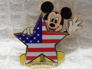 2001 Disney Pin 100 Years Of Dreams 100 United States Flag Mickey Mouse America