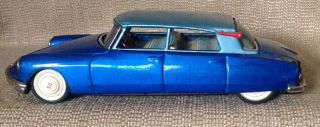Tin Friction 1:23 Scale Bandai 1955 - 1967 Citroen Ds 19 Sedan Blue - Made Japan -