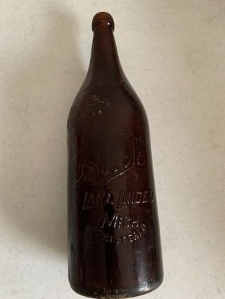 Vintage Bosch Lake Linden Michigan Old Brown Glass Beer Bottle