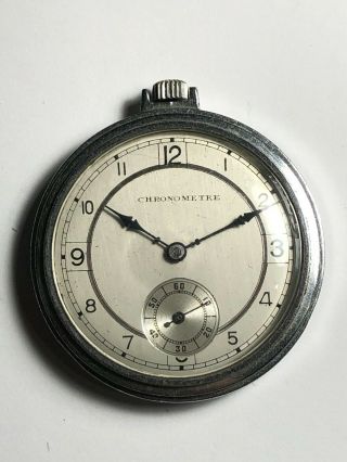 Vintage Swiss Chronometre15 Jewels Pocket Watch Runs Circa Wwii