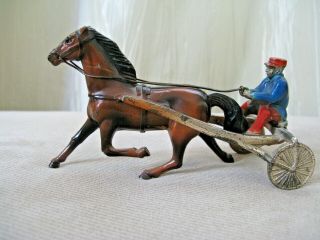 Harness Racing Horse W/driver Die Cast Toy Made In Occupied Japan 1940 