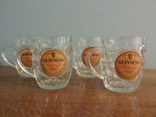Vintage Guinness St James Gate Dublin 16 Oz Dimpled Glass Glass Beer Mug Set