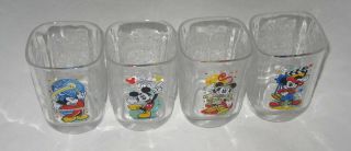 Set Of 4 Walt Disney World Mcdonalds Mickey Mouse Year 2000 Celebration Glasses