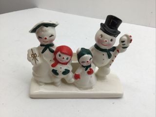 Vintage Christmas Taper Candle Holder Snowman Japan