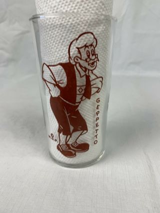 Walt Disney Productions Geppetto From Pinocchio Libbey Glass 12oz Tumbler