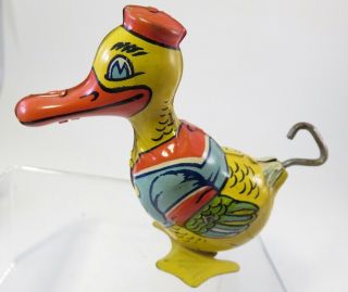 Antique Wind Up Tin Litho Toy Duck By J.  Chein & Co.