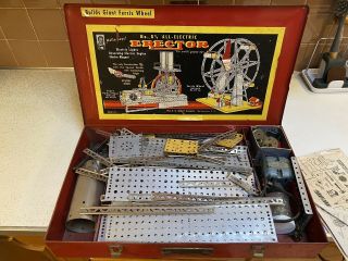 Vintage Gilbert Erector Set Electric Ferris Wheel W Metal Case / Building Toy
