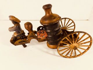 Antique Cast Iron Horse Drawn Fire Engine Steam Pumper Wagon - Missing Horses