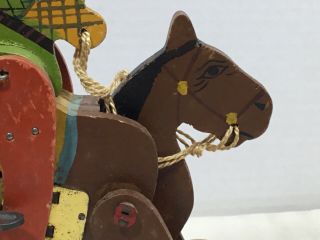ANTIQUE MADE IN JAPAN WIND UP BUCKING HORSE COWBOY WOOD TOY HAND PAINTED vintage 3