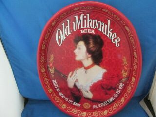 Old Milwaukee Oval Beer Tray Victorian Red Lady Jos Schlitz Brewing Vintage
