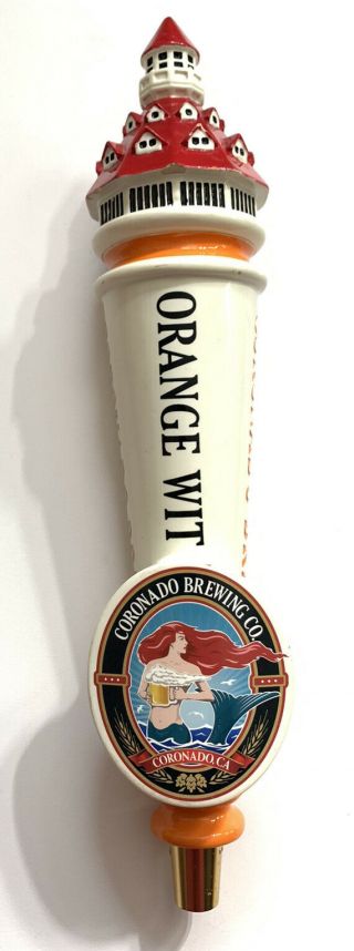 Coronado Brewing Company Orange Wit Beer Tap Handle - Lighthouse Mermaid 12.  75”