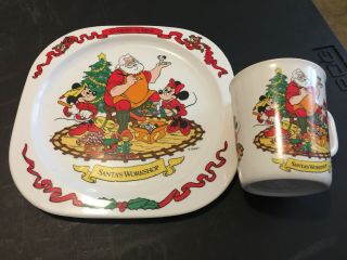 Disney Santa Cookies And Milk Plate And Cup