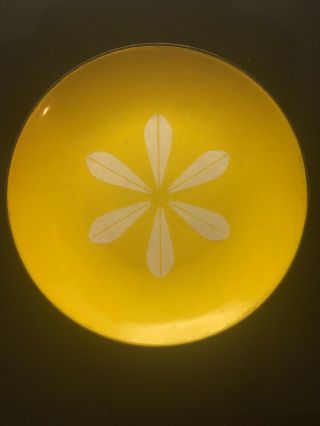 Vintage Cathrineholm Lotus 7.  5” Plate White On Yellow Enamelware