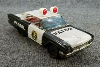 Vintage 1960s Tin Litho Friction Toy Ford Police Car