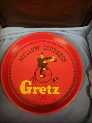 Vintage Collectable Beer Tray Mellow Goodness Gretz Beer 13 " Metal Serving Tray