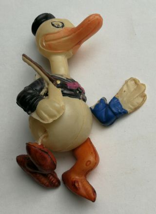 VINTAGE PRE WAR CELLULOID DONALD DUCK WITH RIFFLE 1930s JAPAN TOY 2