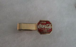 Vintage Coca - Cola Tie Clip - " The Pause That Refreshes "