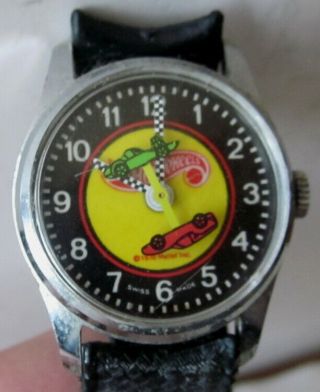 Rare Vintage Mattel Inc.  Hot Wheels Red Line Wristwatch Swiss Made By Bradley