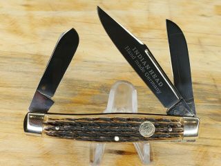 Vintage Crisner Solingen Germany " Indian Head " Knife Bonestag Scales Stockman