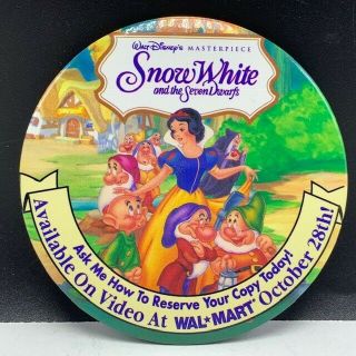 Walt Disney Vintage Button Pinback Pin Advertising Snow White Seven 7 Dwarfs Vtg