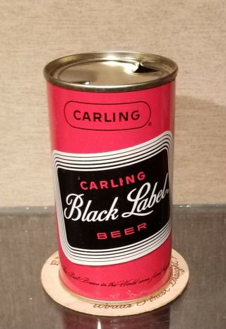 1958 Carling Black Label Steel Flat Top Beer Can Belleville Illinois 8 City
