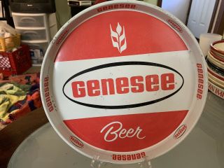 Genesee Metal Advertising Beer Tray,  Red With White Stripe