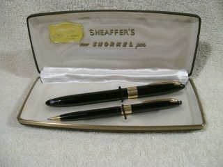 Vintage Sheaffer White Dot Snorkel Pen & Pencil Set In Case