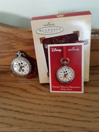 2004 Hallmark Mickey Mouse Pocket Watch Ornament W/ Box